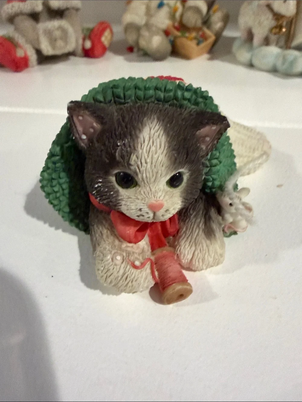 Vintage Calico Kittens Holiday Cat Figurine Set of four